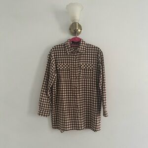 Cider brown and cream gingham top